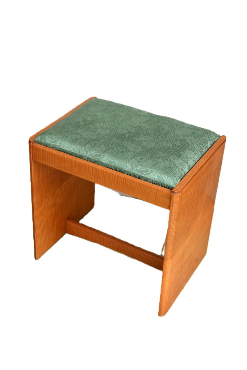 English Art Deco Sycamore Dressing Table Stool - Image 2